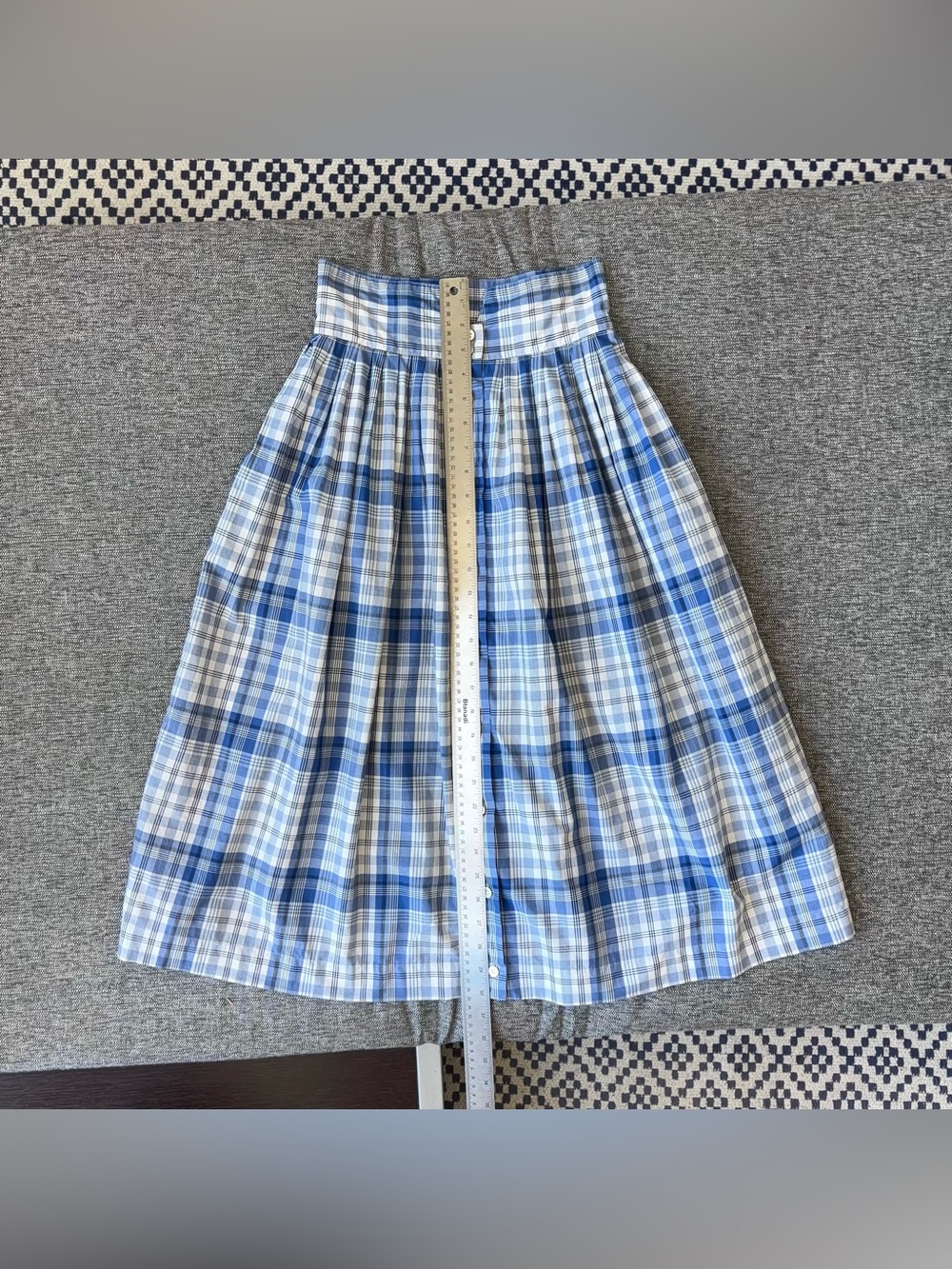 Vintage 80s Ralph Lauren Plaid Skirt Size 6 Button Front Cotton Blue Label - Picture 10 of 10